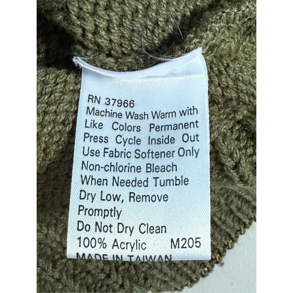 Vintage Jantzen Fisherman Cable Knit Mock Neck Sweater Womens XL Olive‎ 70s